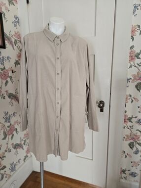 Poetry Long Line Corduroy Cinched Waist Shirt/Tunic